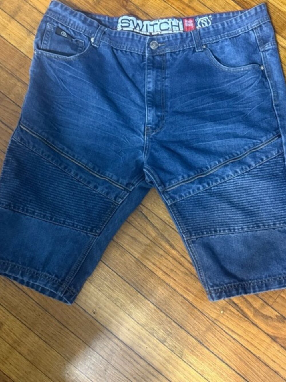 Switch Premium Denim Moto Jean Shorts Size 42 Men’s Blue Distressed Style